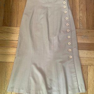 Beth Bowley Long Khaki Skirt with Buttons
